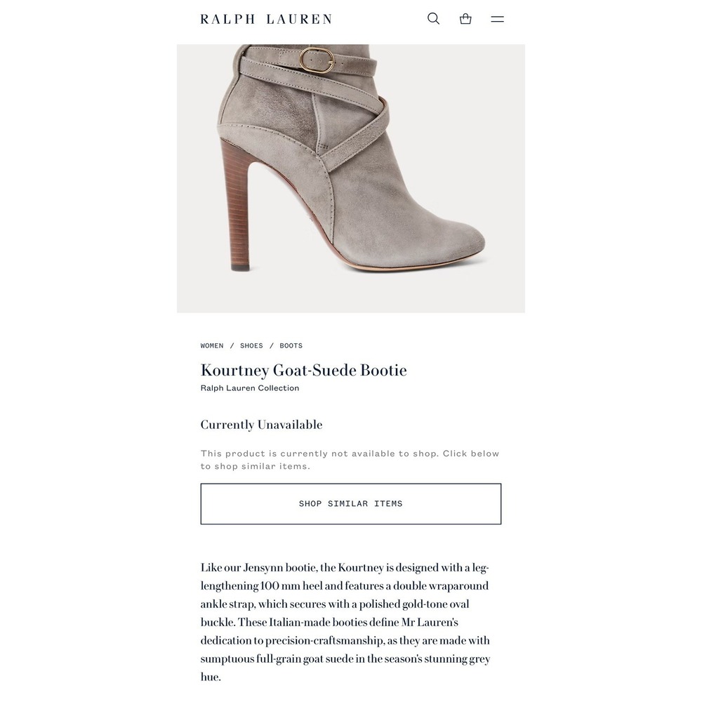 Ralph Lauren Purple Label Kourtney Gray Suede Buckle Strap Ankle Boots 37 New - Picture 5 of 15